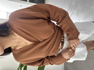 Pcs Kahve Müslin Helen Bluz