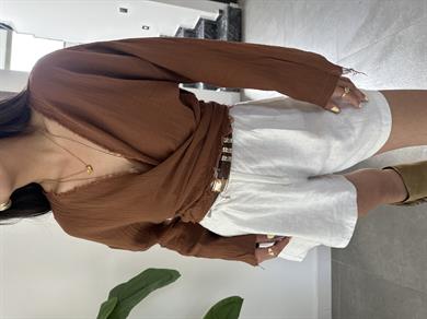 Pcs Kahve Müslin Helen Bluz