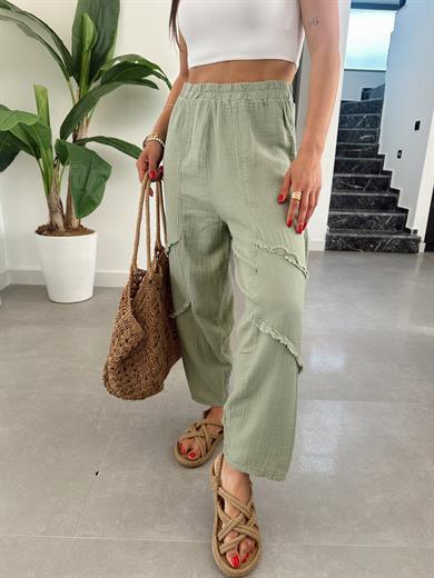 Pcs Mint Yeşili Müslin Püsküllü Pantolon