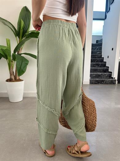 Pcs Mint Yeşili Müslin Püsküllü Pantolon