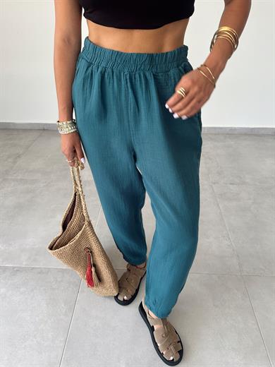 Pcs Petrol Paça Pileli Pantolon