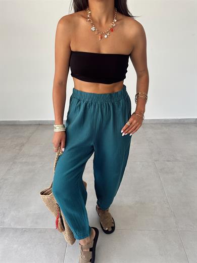 Pcs Petrol Paça Pileli Pantolon