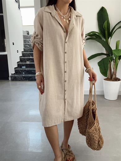 Pcs Taş Keten Tunik Gömlek