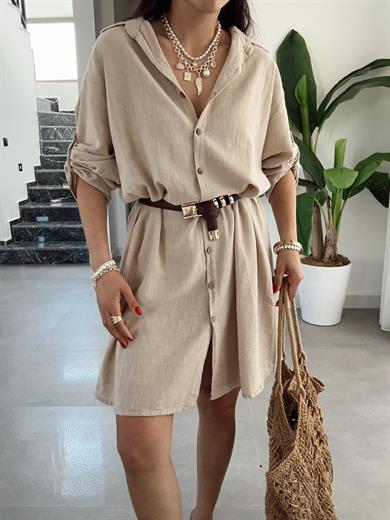 Pcs Taş Keten Tunik Gömlek