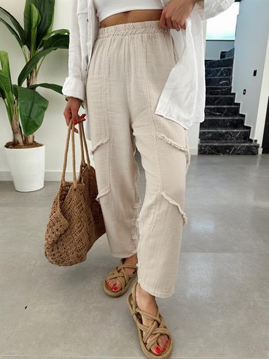 Pcs Taş Müslin Püsküllü Pantolon