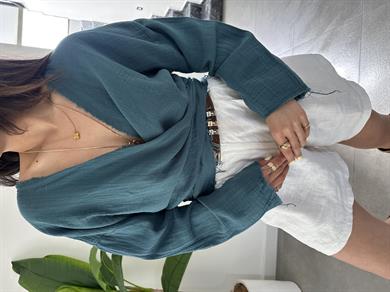 Pcs Turkuaz Müslin Helen Bluz