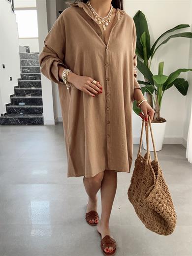 Pcs Vizon Keten Tunik Gömlek