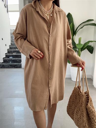 Pcs Vizon Keten Tunik Gömlek