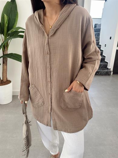 Pcs Vizon Müslin Kapşonlu Ceket