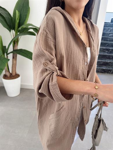 Pcs Vizon Müslin Kapşonlu Ceket