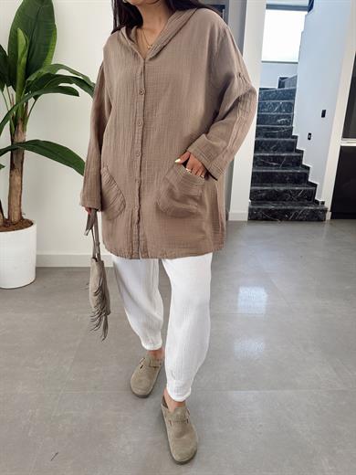 Pcs Vizon Müslin Kapşonlu Ceket