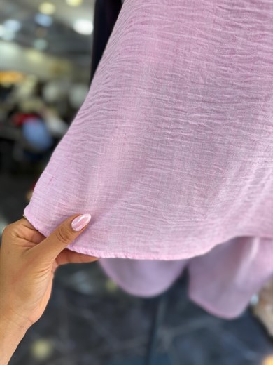 Levure Pembe Askılı Crop Bluz