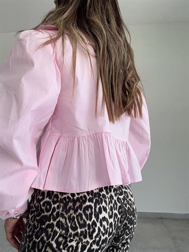 Pembe Bebe Yaka Bağlamalı Gömlek
