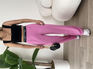 Pembe Beli Yazı Detaylı Palazzo