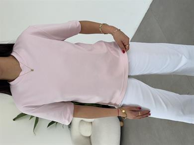 Pembe Bisiklet Yaka Cs T-Shirt