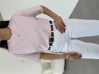 Pembe Bisiklet Yaka Cs T-Shirt