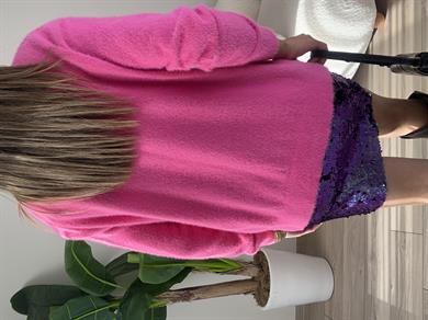 Pembe Bisiklet Yaka Kazak