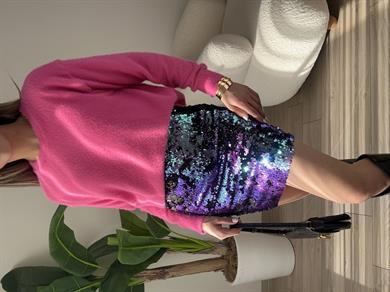 Pembe Bisiklet Yaka Kazak