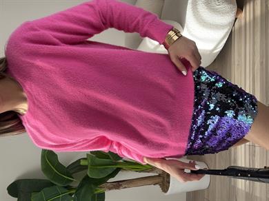 Pembe Bisiklet Yaka Kazak