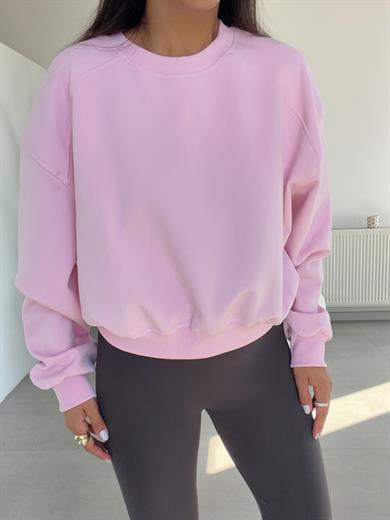 Pembe Bisiklet Yaka Sweat