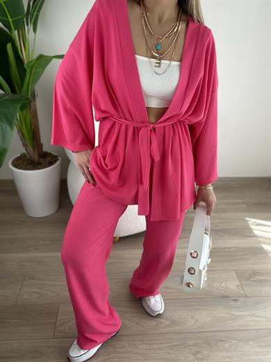 Pembe Bürümcük Kimono Takım