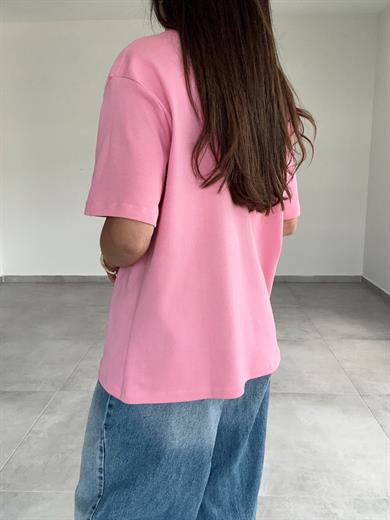 Pembe California Tedy Nakışlı Tshirt