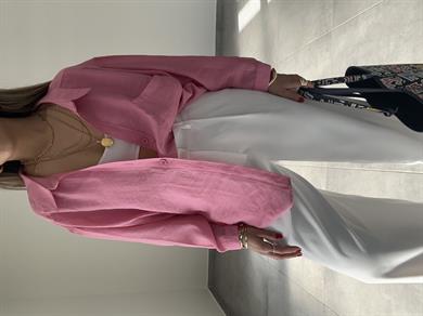 Pembe Düşük Omuz Oversize Gömlek