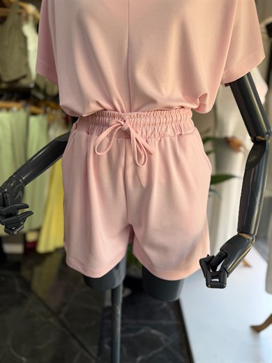Pembe Modal Şortlu Tshirt Takım