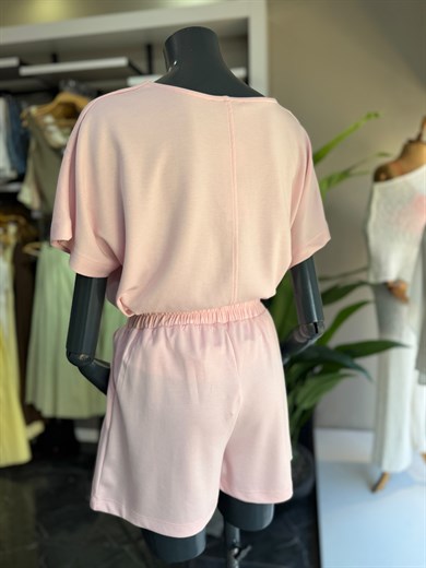 Pembe Modal Şortlu Tshirt Takım