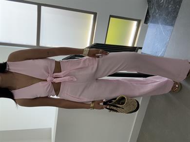 Pembe Ön Bağlamalı Crop Takım