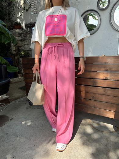 Pembe Poliviskon Pantolon