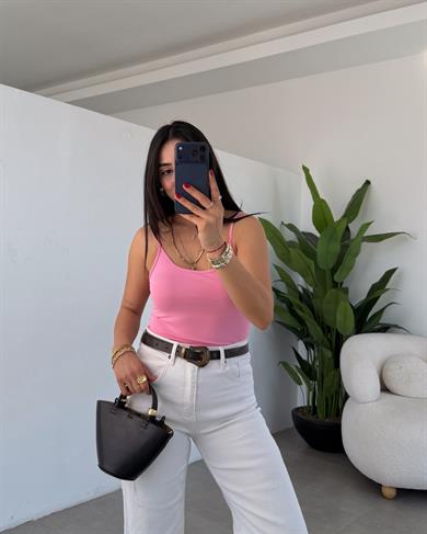 Pembe Polyemid İp Askılı Body