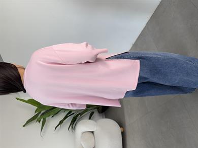 Pembe Yanları Yırtmaçlı Tişört