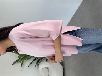 Pembe Yanları Yırtmaçlı Tişört