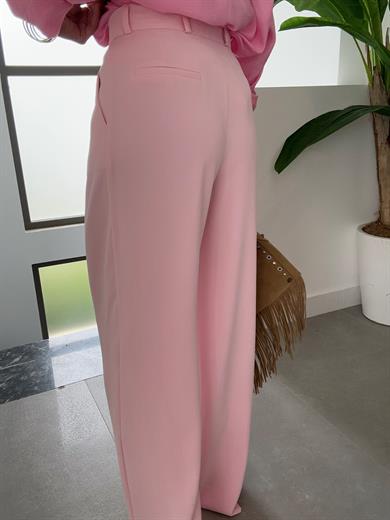 Pembe Yüksek Bel Premium  Palazzo Pantolon