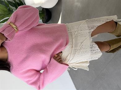 Pembe Yumoş Bol Kol Kazak