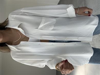 Pera Beyaz Düşük Omuz Gömlek