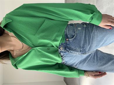 Pera Yeşil Düşük Omuz Gömlek