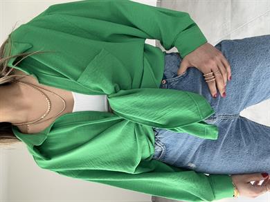 Pera Yeşil Düşük Omuz Gömlek