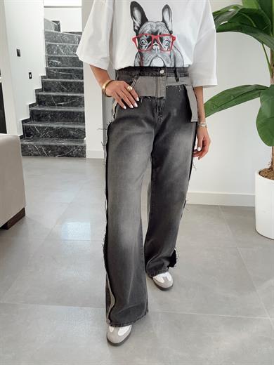 Perge Yırtık Detaylı Antrasit Jean Pantolon