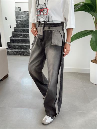 Perge Yırtık Detaylı Antrasit Jean Pantolon