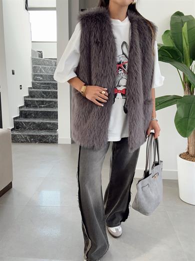 Perge Yırtık Detaylı Antrasit Jean Pantolon