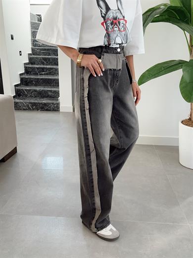 Perge Yırtık Detaylı Antrasit Jean Pantolon