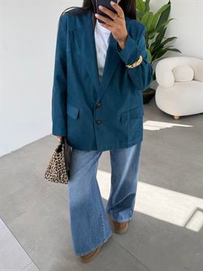 Petrol Süet Blazer Ceket