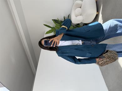 Petrol Süet Blazer Ceket