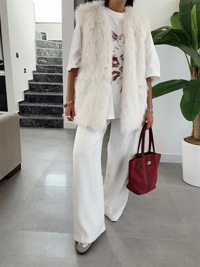 Plush Bej Kürk Yelek