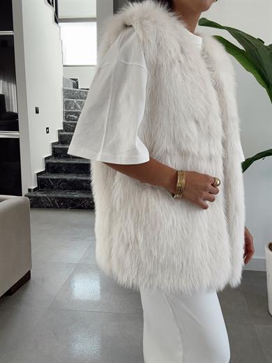 Plush Bej Kürk Yelek