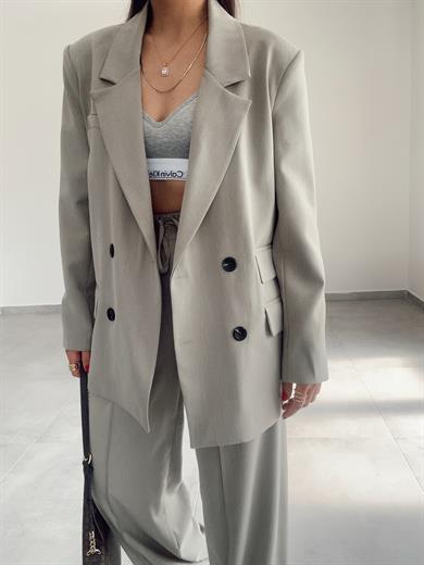 Poliviskon Haki Blazer Ceket