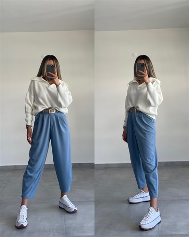 Polo Yaka Ekru Triko Kazak