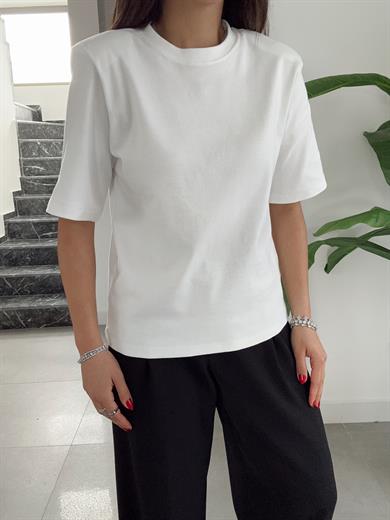 Premium Vatkalı Beyaz Tişört